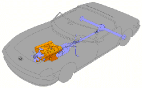 The crankshaft that transmits the power to wheels