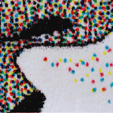 Photographie microscopique d'une image imprimée par une imprimante à jet d'encre