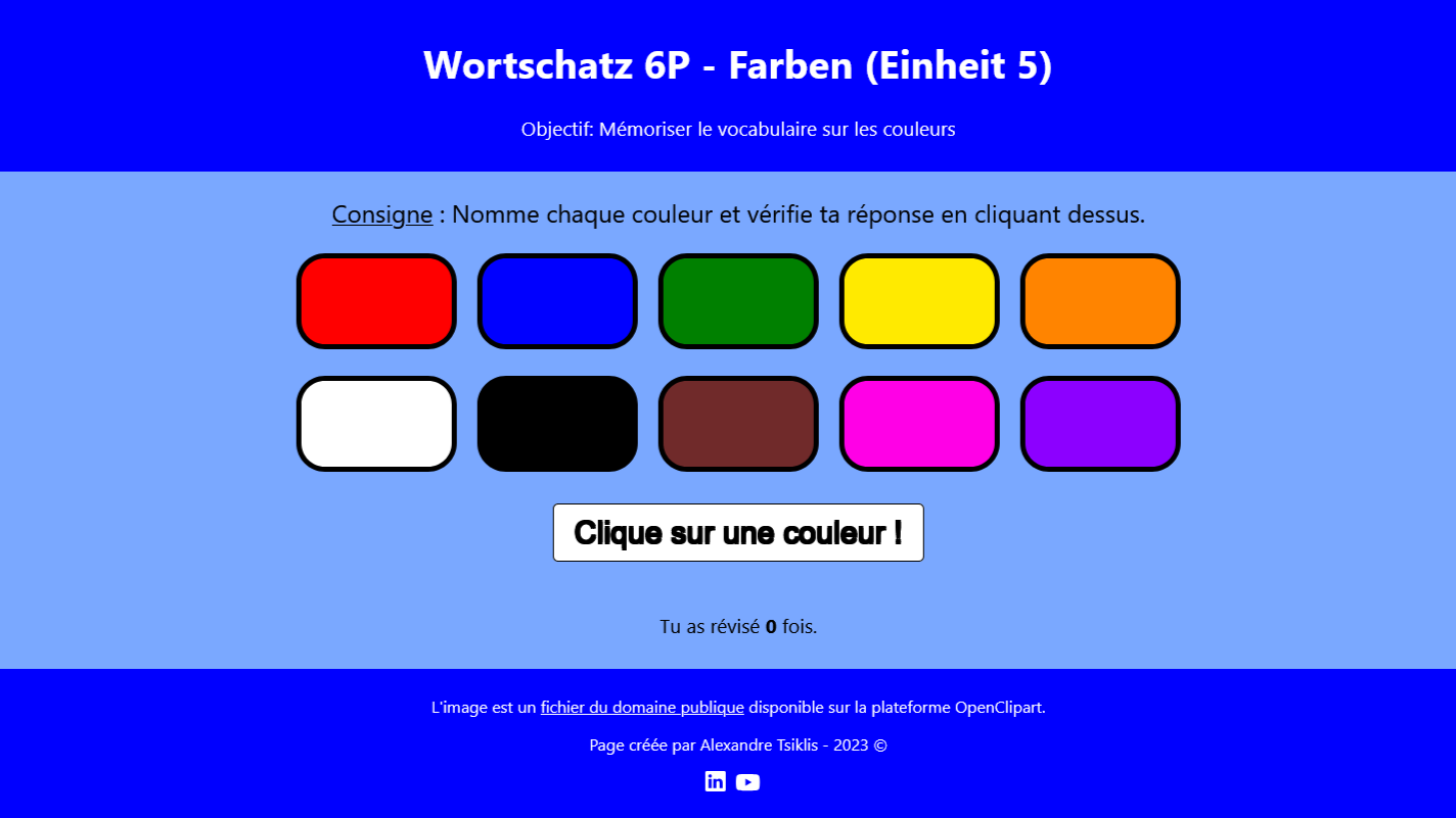 Application en allemand sur les couleurs (2023)